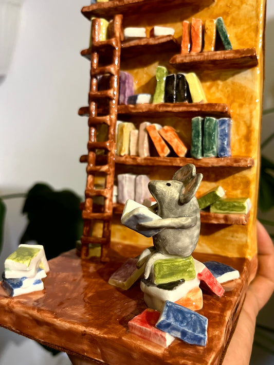 Fermalibri topino in libreria