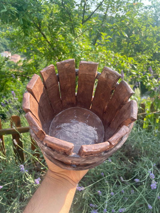 Porta vaso botte in legno