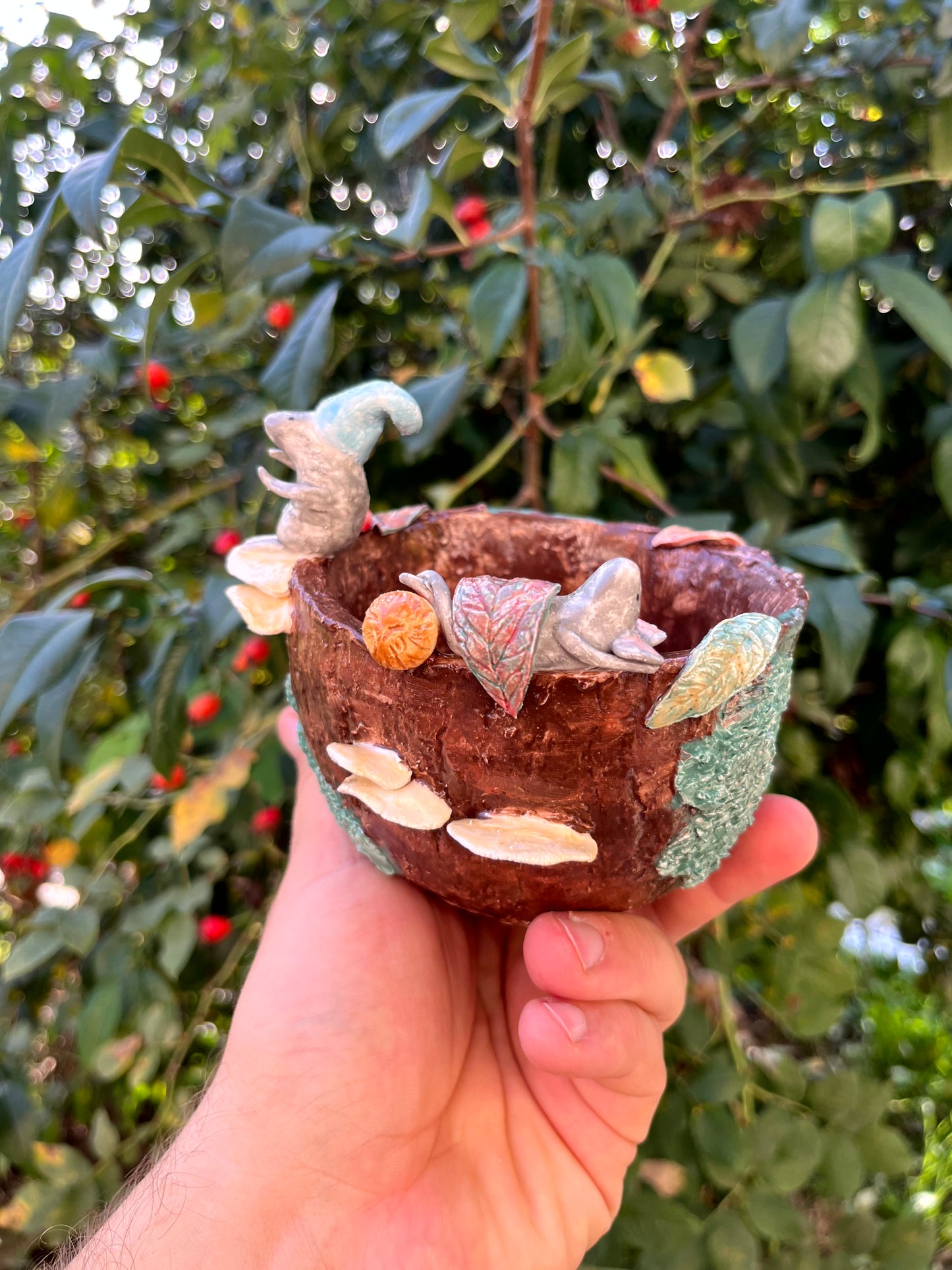 Vaso bosco con topini di campagna