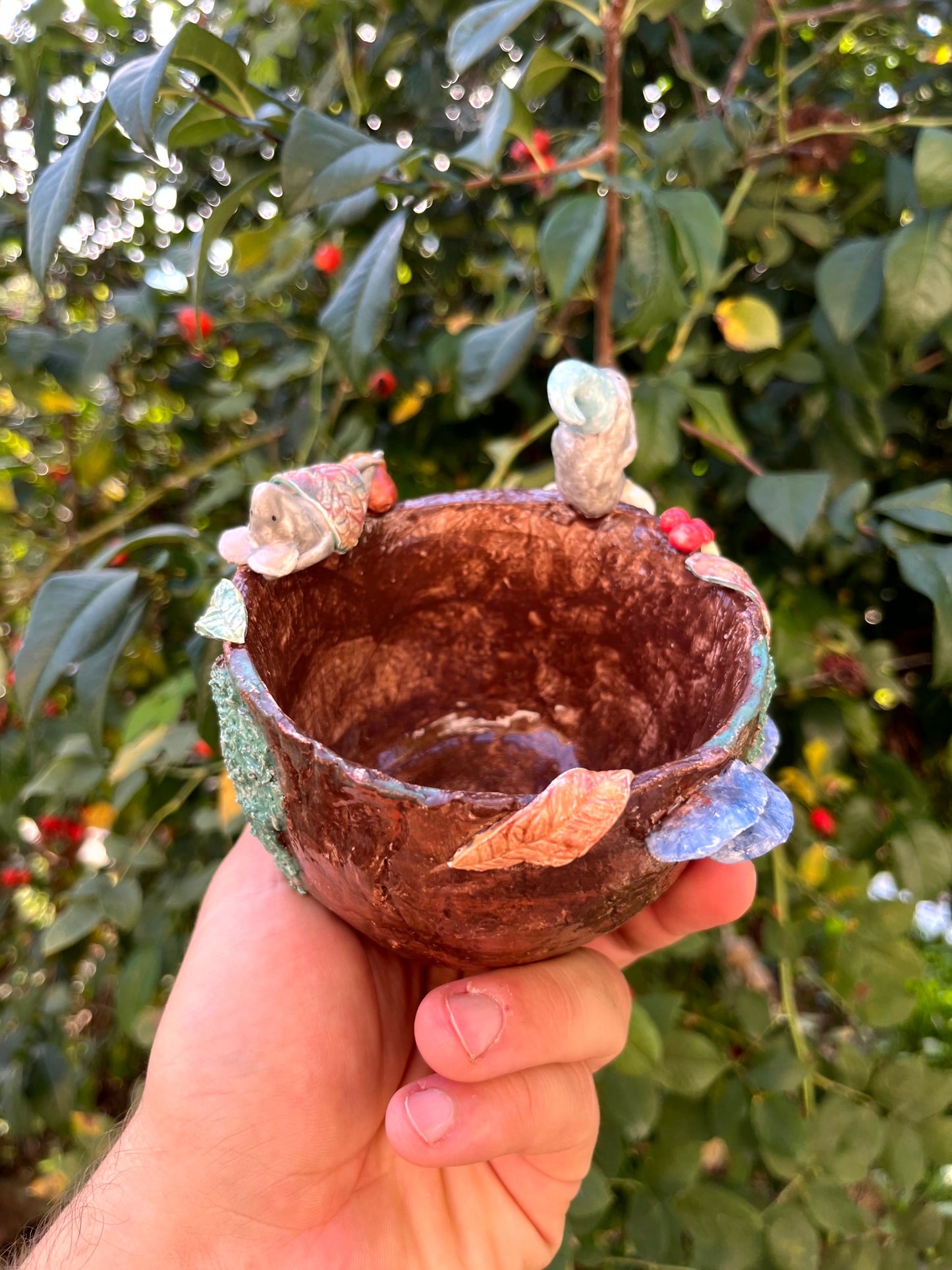 Vaso bosco con topini di campagna