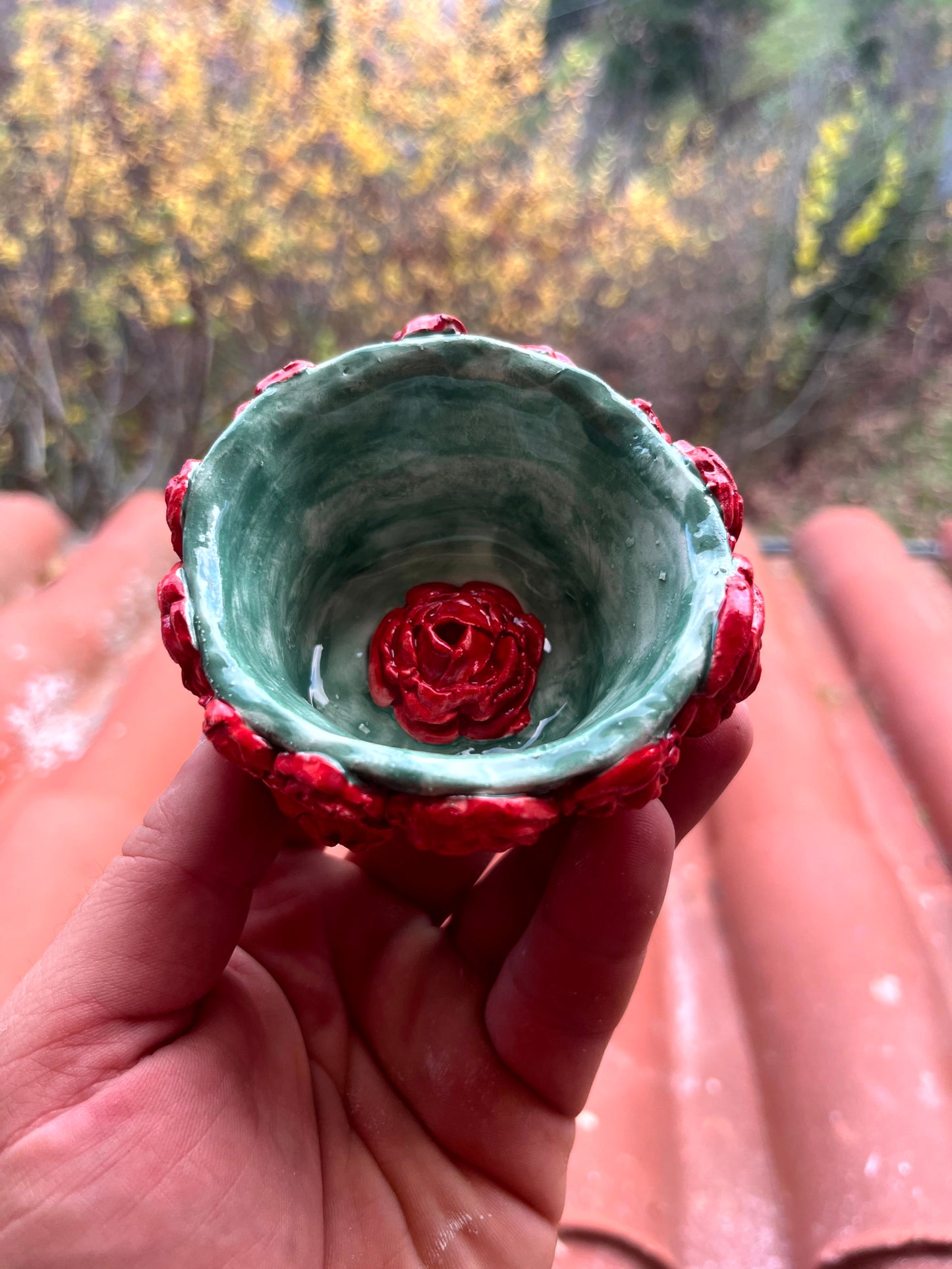 Ciotolino rose con candela