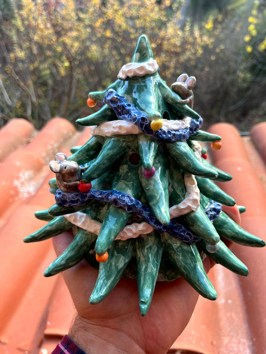 Albero piccolo decorativo o portacandela con topini