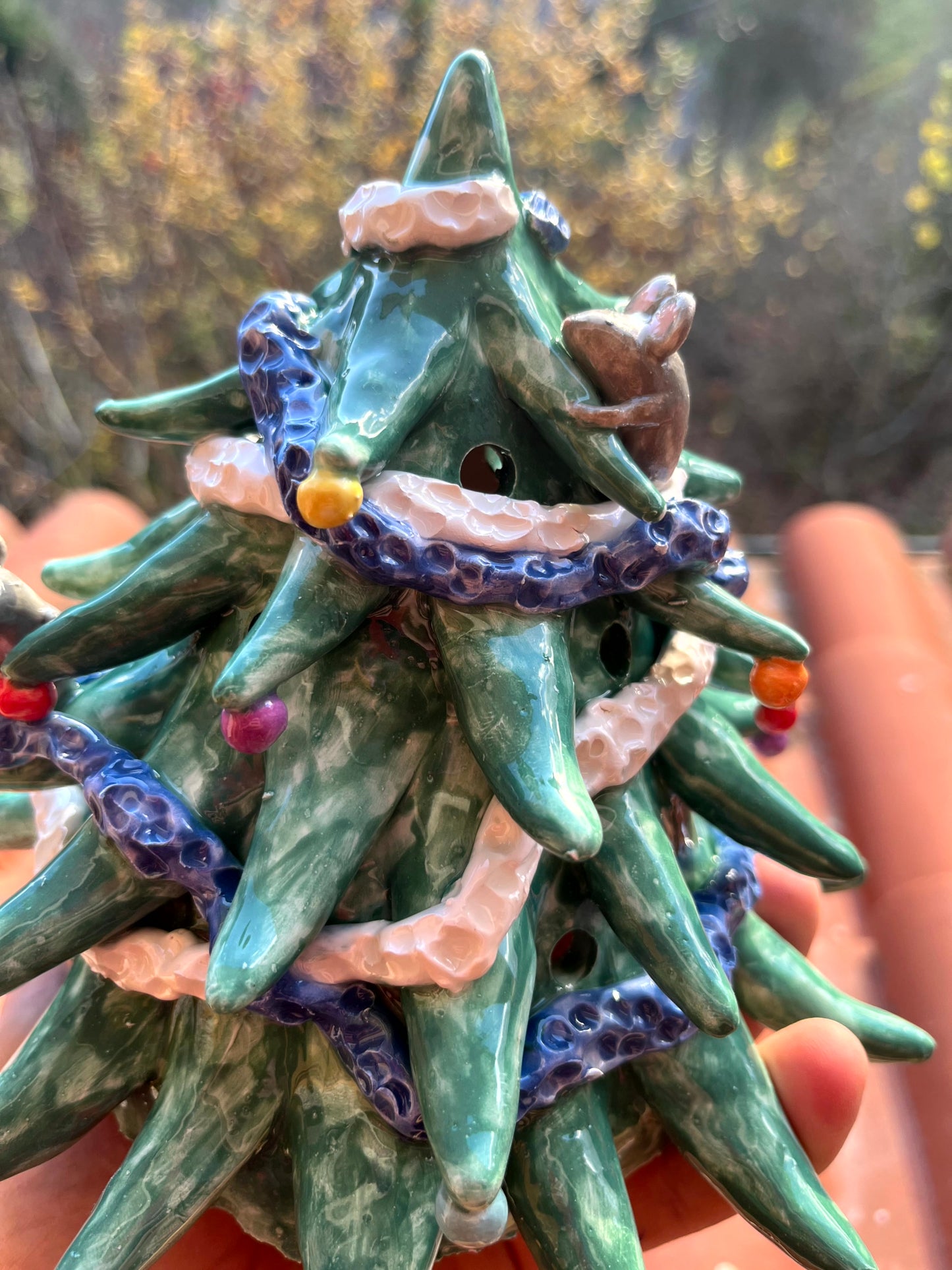 Albero piccolo decorativo o portacandela con topini