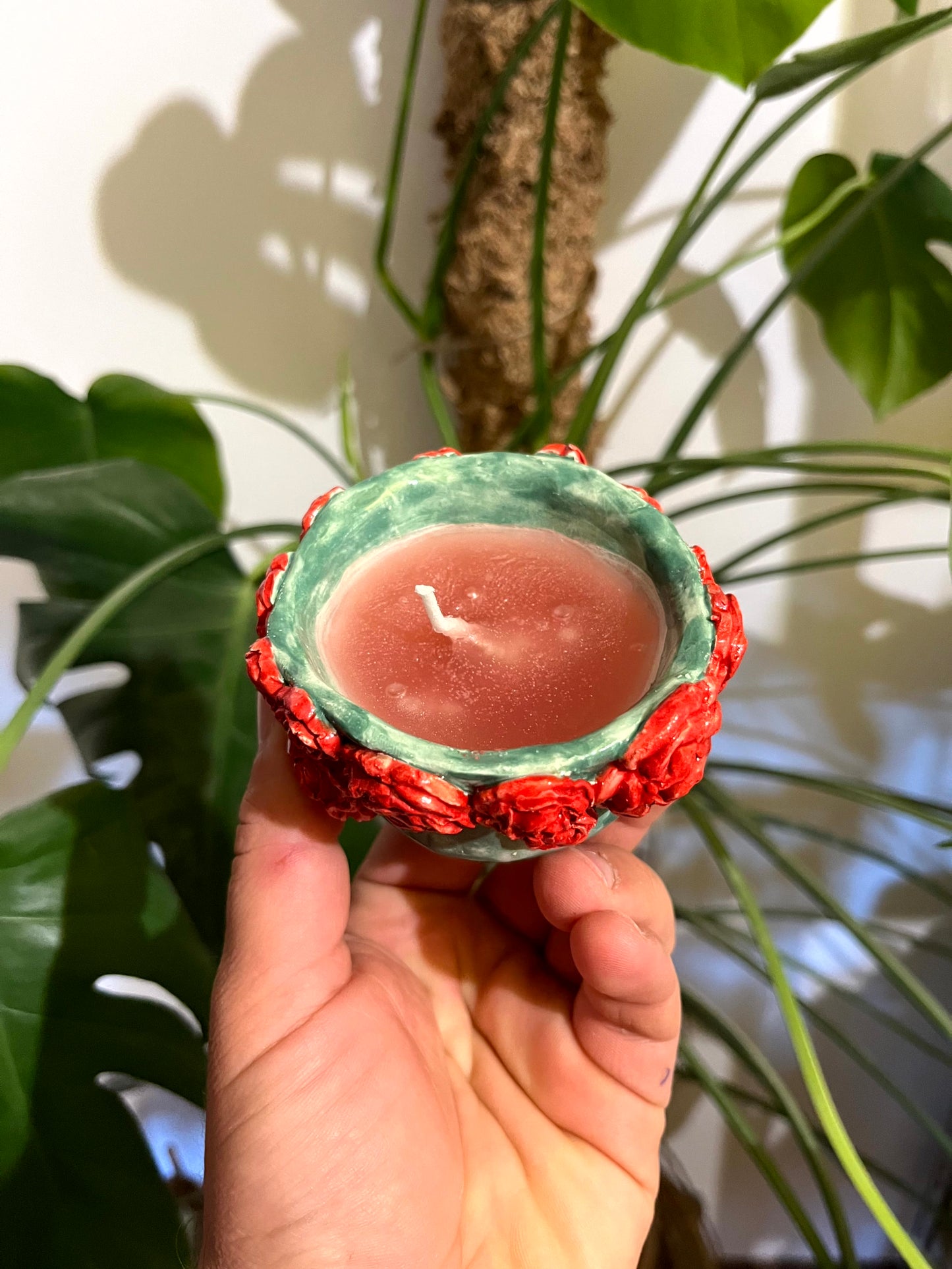 Ciotolino rose con candela