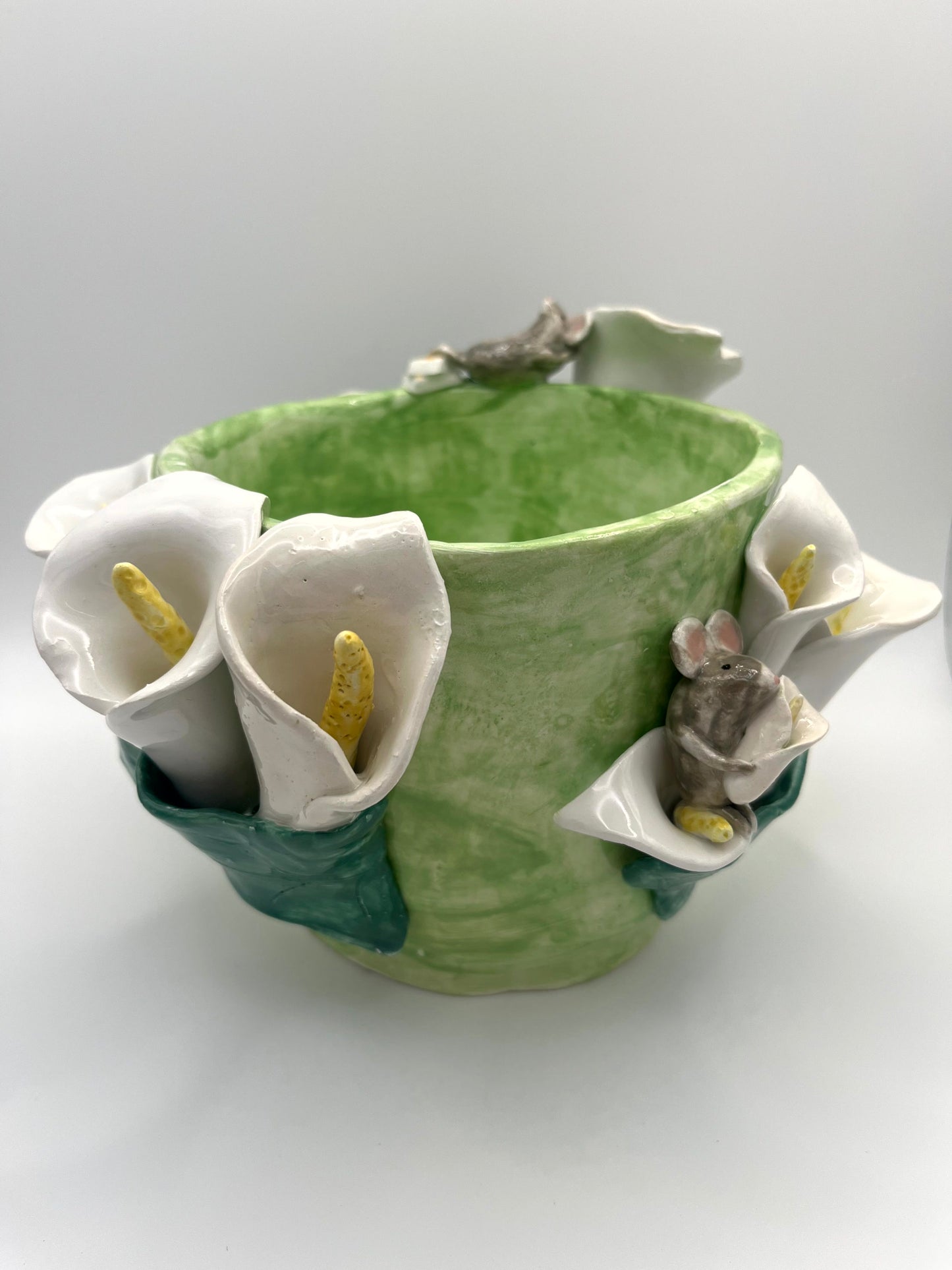 Vaso calla con topini