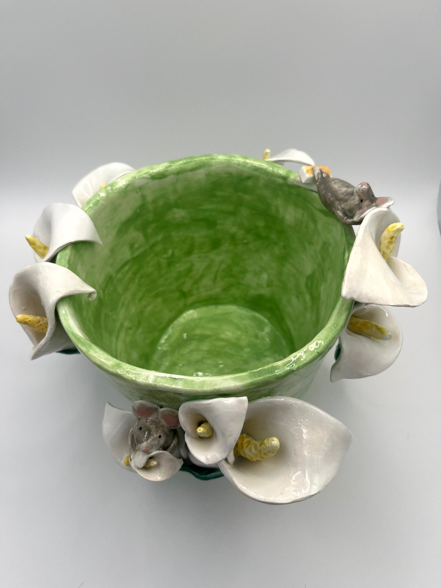 Vaso calla con topini
