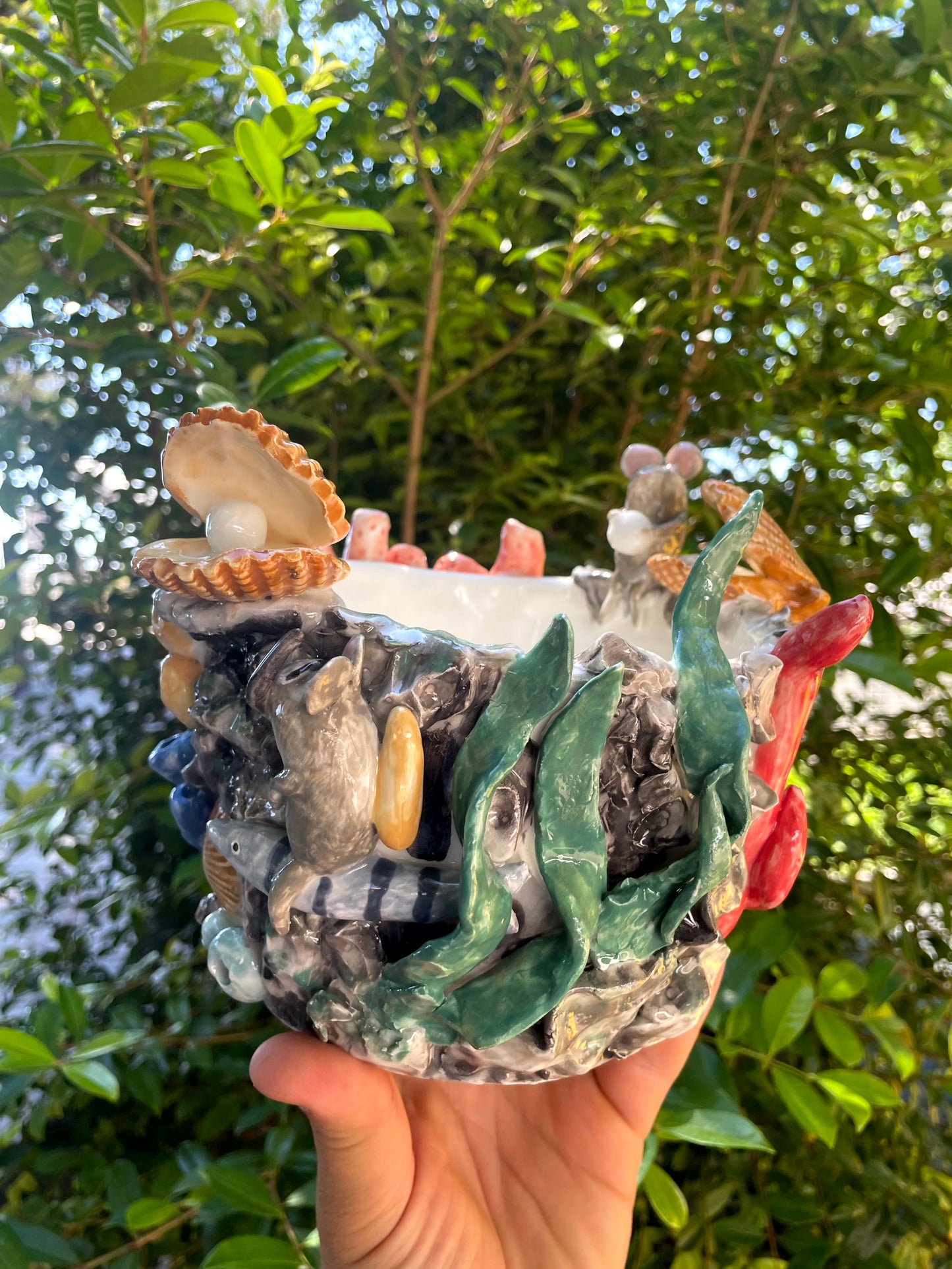 Vaso corallo con topini sub