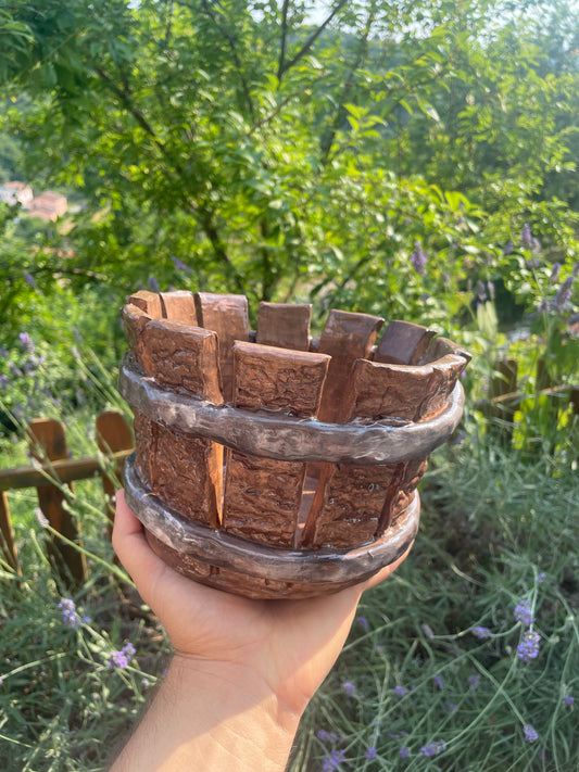 Porta vaso botte in legno