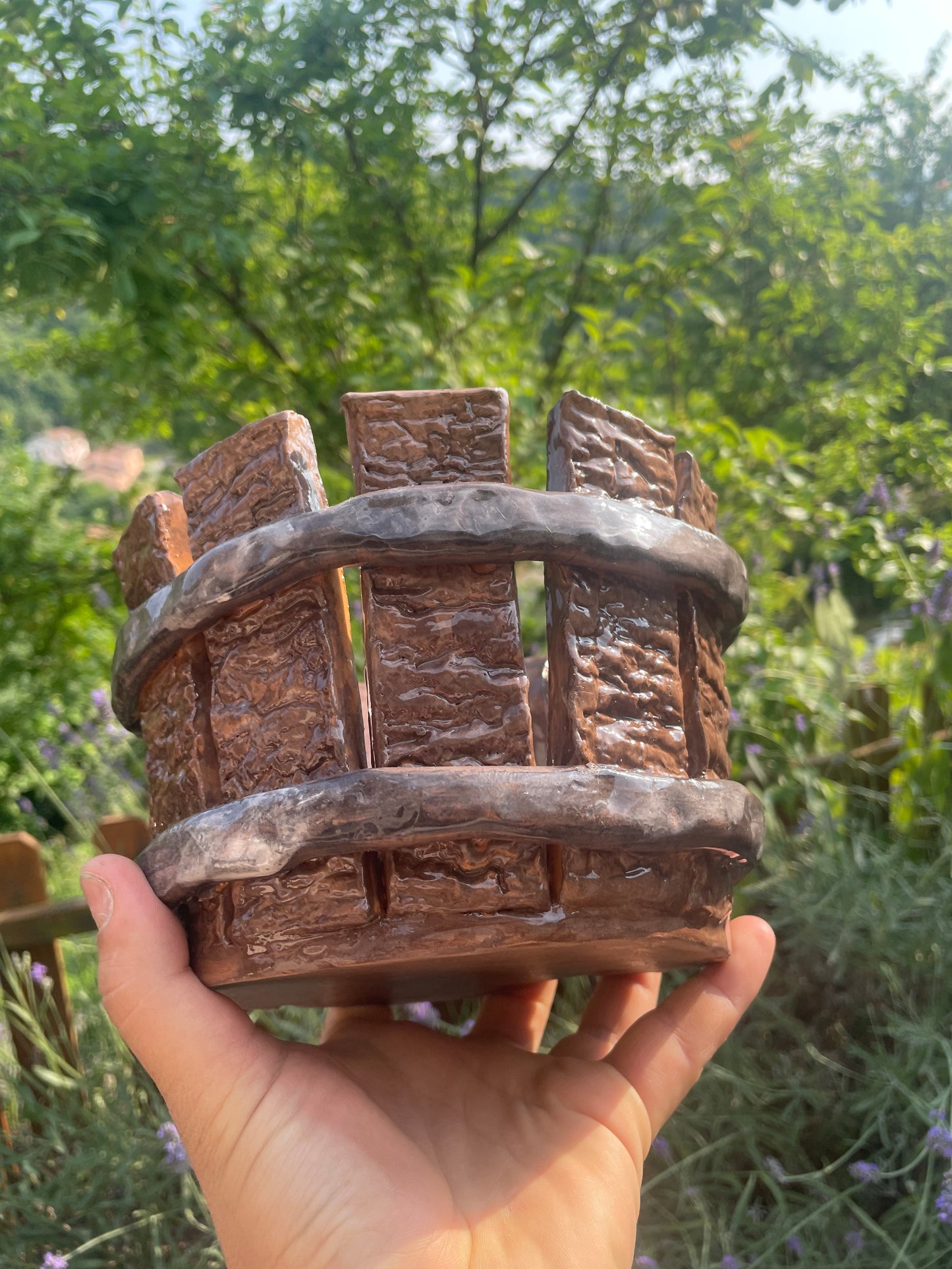 Porta vaso botte in legno